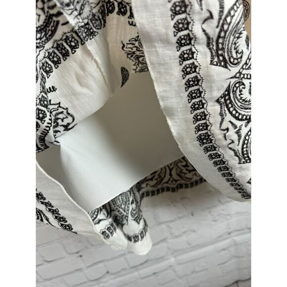 NYGARD COLLECTION natural white linen embroidered A-line lined skirt 10 Petites - Picture 4 of 7